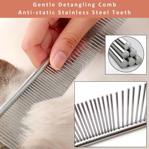2-in-1 Slicker Brush & Comb for Golden Retriever & Doodle - Easy Detangling & Deshedding for Long Curly Haired Doodle