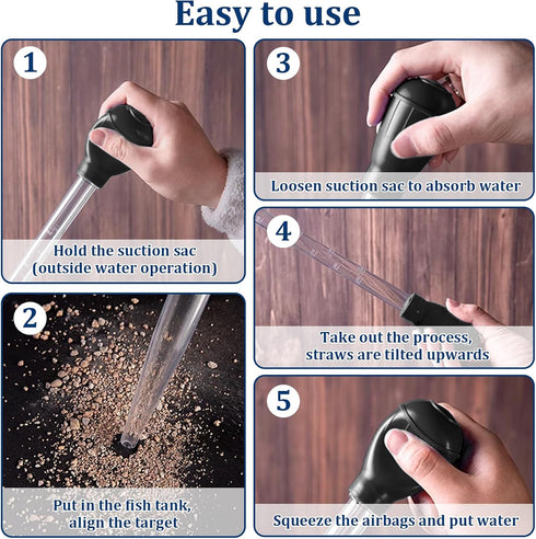 Fish Tank Cleaning Waste Remover, 30ml Dropper Pipette for Manual Aquarium Cleaning Tools, Black Rock Cleaner