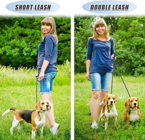 Mile High Life Dog Rope Leash - Genuine Leather Tailored Connection - Dog Slip Lead - 8 FT Hand Free with Heavy Duty