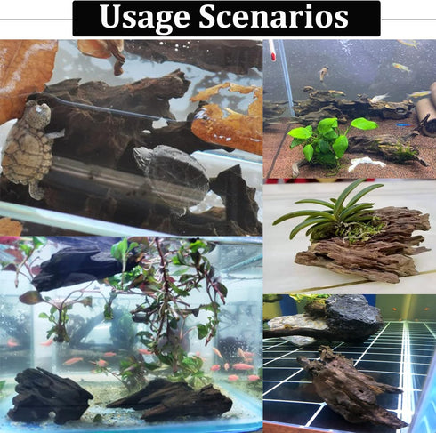 PINVNBY Large Natural Driftwood for Aquarium Decor, 6 PCS Assorted Sinkable Reptile Wood Branches