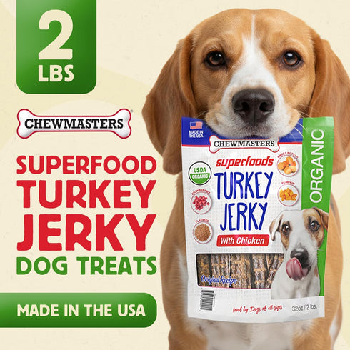 2lb Chewmasters Organic Turkey Jerky with Chicken Dog Treat for All Life Stages - Fresh and Healthy Turkey Dog Treats