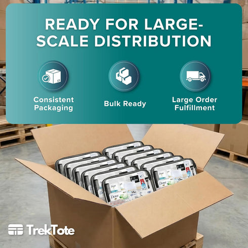 15 Packaged Pack 5 Stuhrling Bottle TrekTote Bulk Piece Hygiene Kits for Distribution & Travel, TSA Toiletries Kit