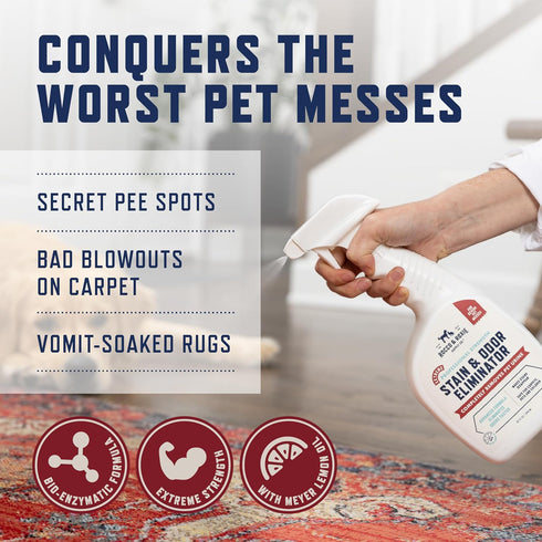 Rocco & Roxie Extreme Stain & Odor Eliminator, Enzymatic Cleaner for Pet Urine, Stain Remover Spray