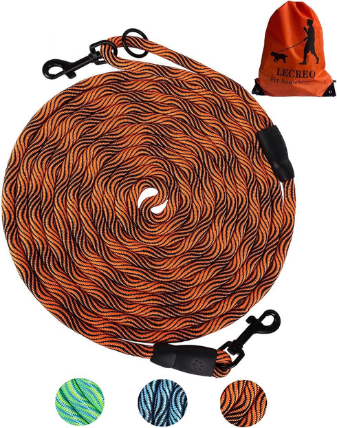 Long Dog Leash 16FT/30FT/50FT Recall Training Rope, Heavy Duty Lead for Large, Medium, Small Dogs Playing or Camping