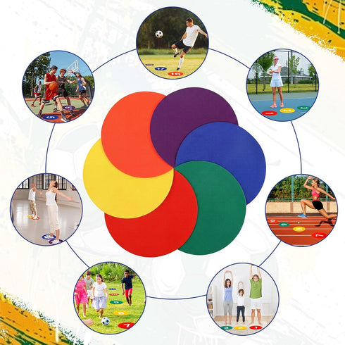 24 9 Inches Shappy Pcs Poly Spot Markers with Carry Bag Numbered Floor Dots Anti-Slip Spot Markers Waterproof Flat
