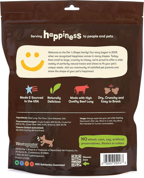 Pet 'n Shape All American Beef Lung Patties Dog Treats – Made and Sourced in The USA, 1lb Bag
