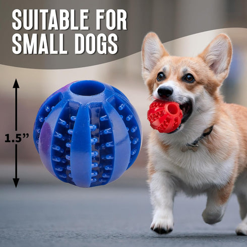 Fillable Treat Ball for Dogs, 1.5" Puppy Puzzle Balls for Teething Dogs - 6 Pack for Small Breeds