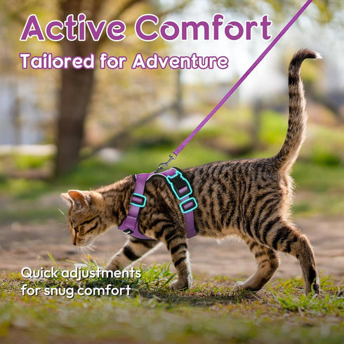 Dooradar Cat Harness and Leash Set, Adjustable Escape Proof Kitten Vest Harness for Walking, Soft Breathable Mesh,