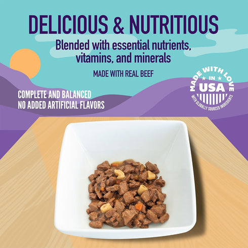 3.5 oz (Pack 24), A Strong Heart Wet Dog Food Pouches, Beef & Vegetable Stew, Pouches of Made in The USA with Real Beef