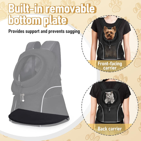 WOYYHO Pet Dog Carrier Backpack, Ventilated Mesh Front Backpack for Small Dogs, Safety Belt for Travel & Hiking (M,