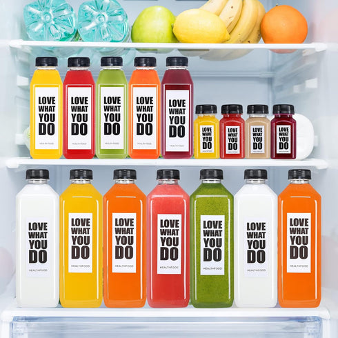 10pcs 33oz Fhxtcygj Plastic Bottles with Caps, Juice Container with Lids, Empty Plastic Juice Bottles Reusable Clear