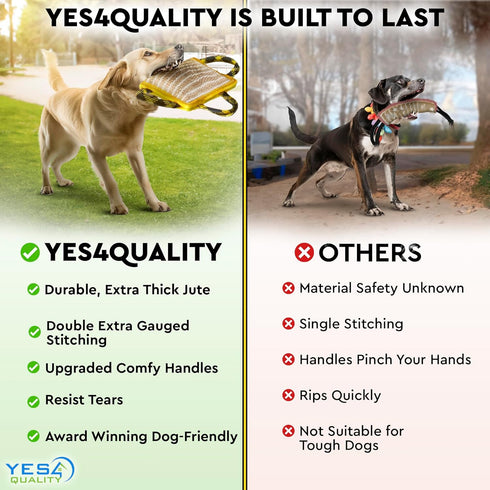 YES4QUALITY 10"x7" 3 K9, Durable Dog Bite Pillow - - Safe Biting Pad with Strong Handles - Tough Jute Tug Toy