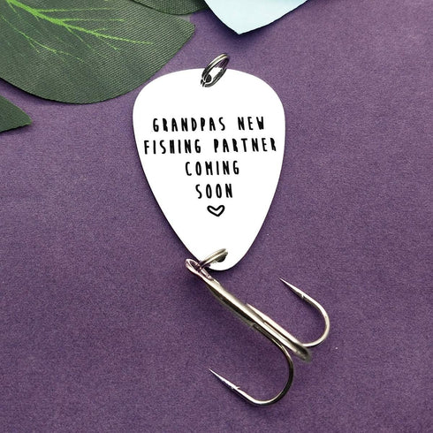 New Grandpa Gift Grandpas New Fishing Partner Coming Soon Fishing Lure Pregnancy Announcement Gift for Grandpa Dad