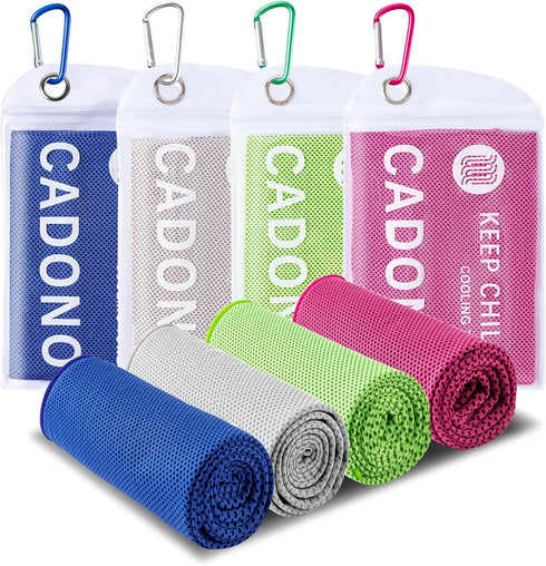 CADONO 4 Pack Cooling Towel (40"x12"), Soft Breathable Chilly Towel, Ice Towel, Microfiber