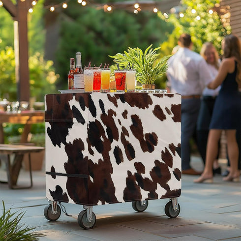 Xumfabuy 80-100 Cow Print Patio Cooler Cover, Outdoor Bar Cart Cover for Quart Rolling Ice Chest Cooler, Cart Covers