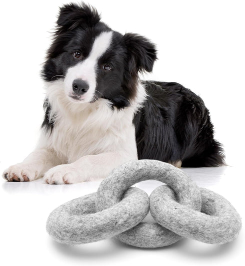 Glaciart Felted Wool Dog Chew Rings - Durable Puppy Chew Toys for Teething and Cleaning