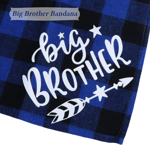 STMK Big Brother Big Sister Dog Bandana, Pregnancy Announcement Plaid Gender Reveal Photo Prop for Dogs