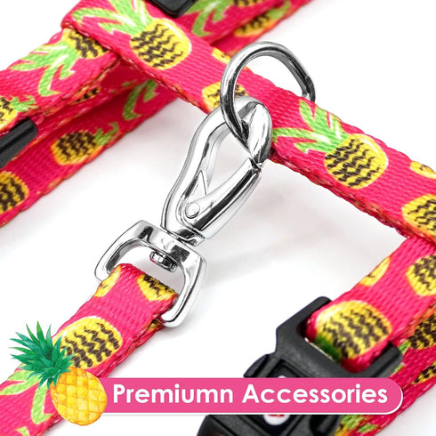 azuza Cat Harness and Leash Set - Escape Proof Adjustable Vest for Walking, Pineapple Design for Small to Large Cats