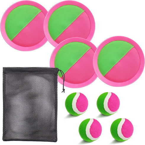 Jalunth Ball Catch Set Game Toss Paddle - Beach Toys for Backyard Outdoor Pool Games - Sticky Mitts Set for Ages 3-12