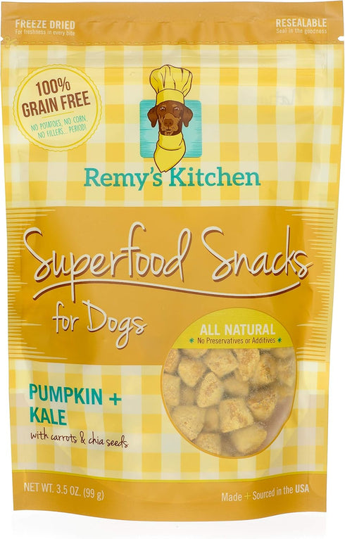 Freeze Dried Superfood Snacks for Dogs, Pumpkin + Kale, All Natural Dog Treat