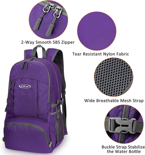 G4Free 40L Packable Backpack, Daypack Lightweight Hiking Waterproof Travel