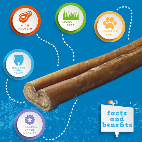 Jack&Pup 6" Bully Sticks 12 Pack for Dogs | Premium Odor Free Beef Pizzle Sticks for Large Dogs | All Natural