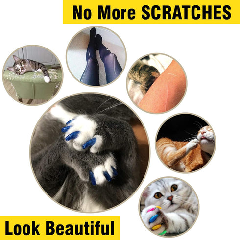 zetpo Cat Nail Caps, Cat Claw Covers with Adhesives and Applicators (M, 5X Solid Random Colors | 100 pcs)