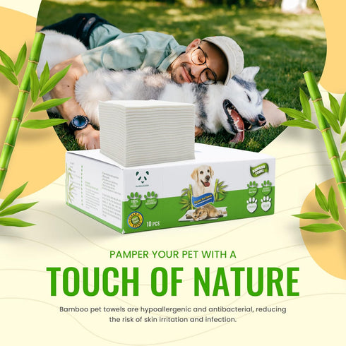 Bamboo Pet Towel 10 PCS, Reusable Machine Washable Paper Towels for Dogs, Cats, and Other Pets