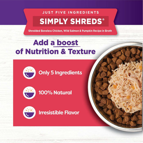 Wellness Natural Pet Food Simply Shreds Variety Pack, 2.8 Ounce Pouch (Pack of 12)