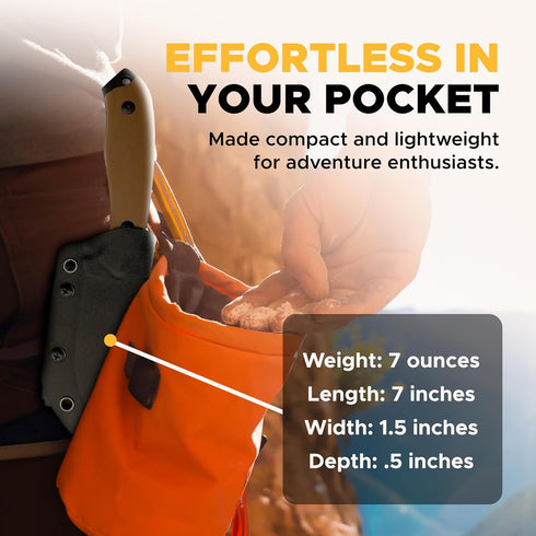 Fixed Knife with Sheath, 3CR13 Stainless Steel Blade, 8 Inches for Hunting, Fishing, Hiking, Camping
