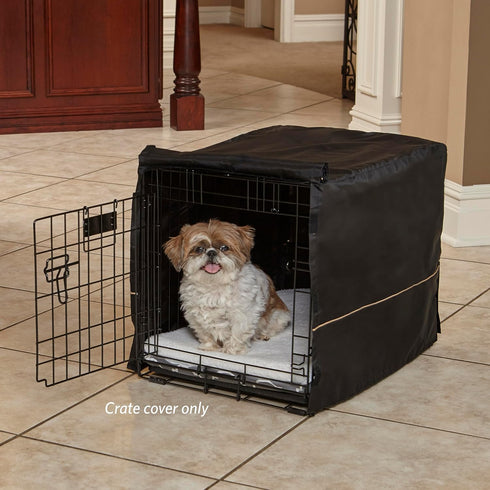 MidWest Homes for Pets Small Dog Crate Cover, Black Polyester, Fits Most 24-inch Crates, Reduces Barking & Chewing