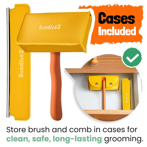 DOODLEEZ Slicker Brush for Dogs - Goldendoodle Brush with Poodle Comb and Cases Included - Goldendoodle Must Haves