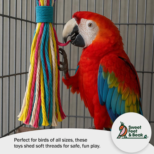 Platinum Tweeter Weave Bird Toys - Colorful, Safe Cotton Rope Playground Accessories for Parrots