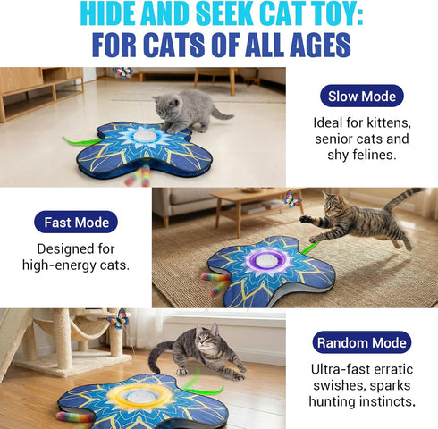OPDEKEHA Interactive Cat Toy for Indoor Cats, Touch Activated Automatic Electronic Cat Toy with Sound On/Off, Dual