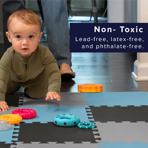 3/8" 12"x12" We Sell Mats Thick Multipurpose EVA Foam Exercise Floor Mat, Interlocking Kid-Friendly Tiles, Anti-Fatigue