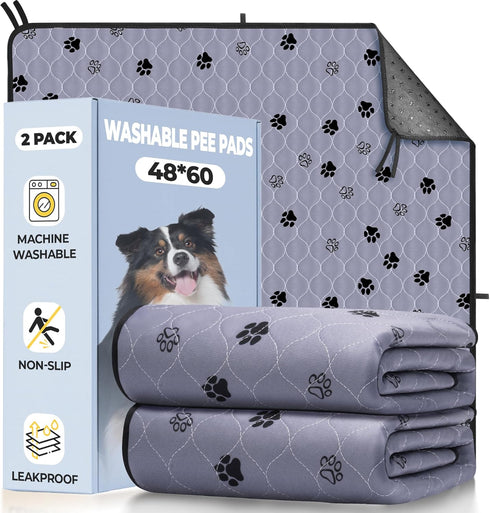 Fostanfly Non-Slip Washable Pee Pads for Dogs, 2 Pack 48''x60'' Extra Large