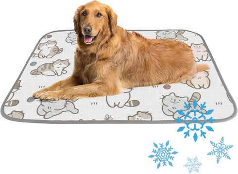 imiBBWQu Cooling Pad Cute Cats Blue Brown Cool Mat Washable Crate Cooling Pad