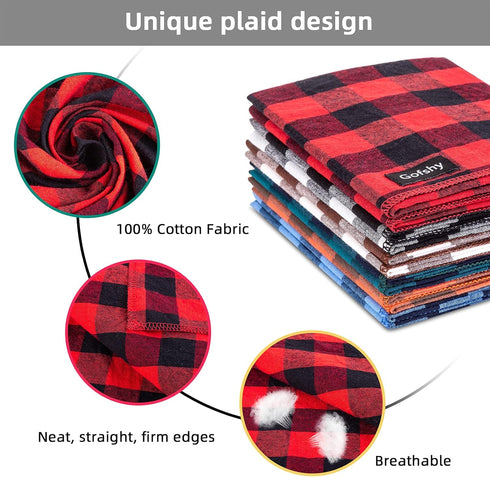 Dog Bandana Fall Large-Orange Brown Dog Scarf Buffalo Plaid Printing Adjustable Bib Handkerchief Accessories for Medium