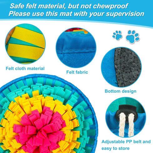 Vivifying Snuffle Mat for Dogs, Adjustable Dog Puzzle Toys Sniff Mat, Interactive Enrichment Toys for Slow Eating