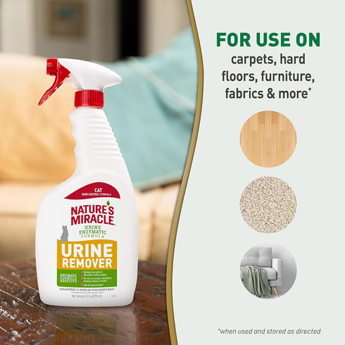 Nature's Miracle Cat Urine Remover - 24 Ounces Enzymatic Formula for Effective Cleaning