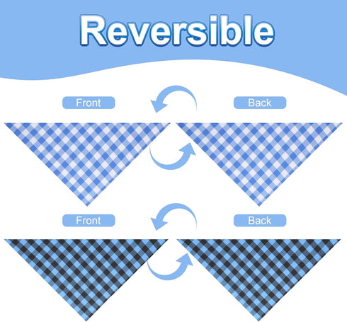 QUQULE 2PCS, Summer Dog Bandana Boy Large Blue Spring Scarf, Durable Triangle Reversible Bibs Handkerchief for Puppy
