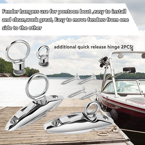 Quick Release Fender Hanger, 316 Stainless Steel for Marine Use, Pack of 2, Boat Top Hinges & Swivel Side Mount Hinge