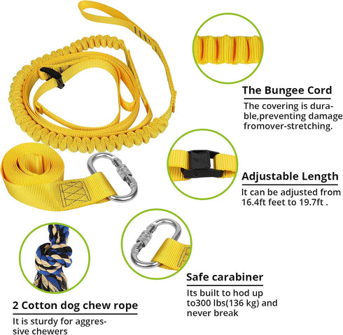 2 Dog Hanging Bungee Tug Toy: Interactive Tether Tug-of-War for Pitbull Small to Large Dogs to Exercise and Fun Solo