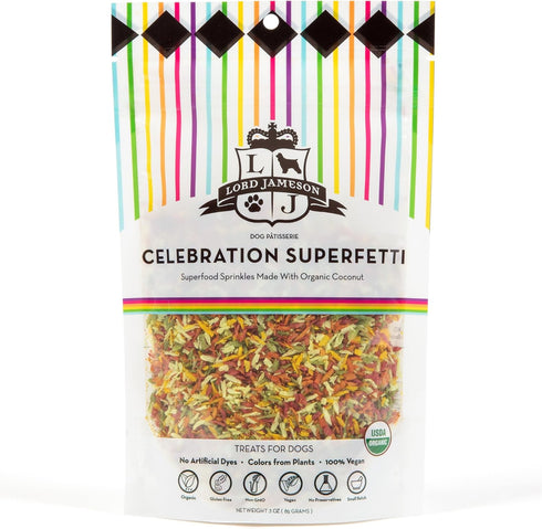 SuperFetti Dog Sprinkles 3oz - Organic Food Topper Made from Coconut, Multi-Color Treat