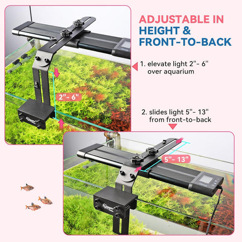 957 978 999 918, Base1.7'' hygger Aquarium Light Riser Fits Universal Fish Tank Light Holder Adjustable Led Aquarium