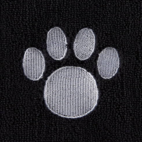 Bone Dry Absorbent Microfiber Pet Grooming Towel Collection, X-Large 41x23.5", Embroidered Black