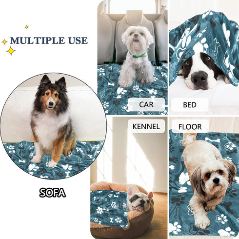 Dog Blankets for Dogs, Large & Medium Soft Fuzzy Washable Blankets, Reversible Cow Print for Pets, 41 x 31 inch,