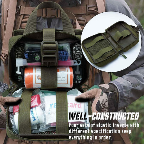 Tactical EMT Pouch IFAK Tear-Away Rip Away First Aid Kit Molle Medical Pouch for Outdoor, Hiking, Hunting Compact