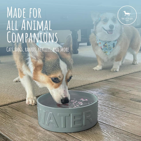 Park Life Designs Large Ceramic Dog Bowl - Stylish Gray Pet Feeding Dish | Durable, Easy-Clean & Dishwasher-Safe