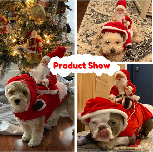 BWOGUE Santa Dog Costume, Christmas Pet Clothes for Small Medium Large Dogs, Party Dressing Up Outfit